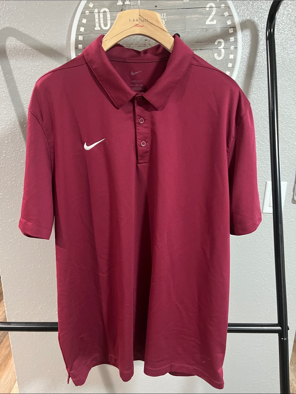 Nike Men's Maroon Polo with White Swoosh